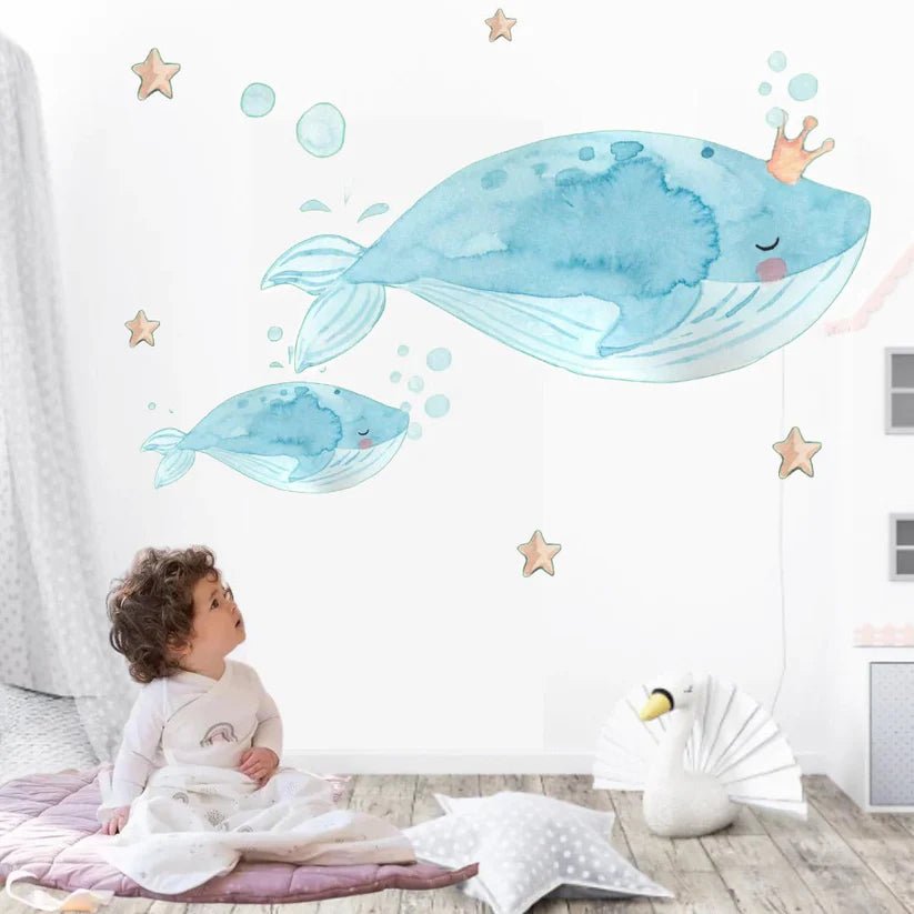 Vinilo Infantil Ballenas Sueños de Cigüeña - Nanetes